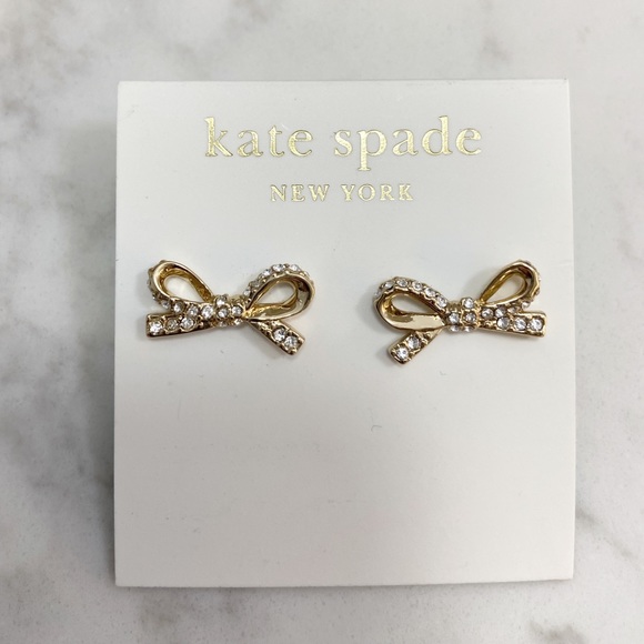 Kate Spade | Gold bow earrings with rhinestones - Picture 2 of 4